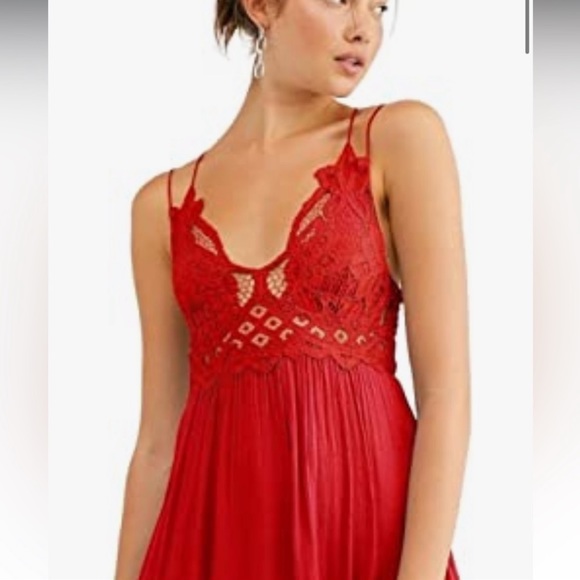 Free People Adella Maxi Slip Bright Red - Picture 2 of 5